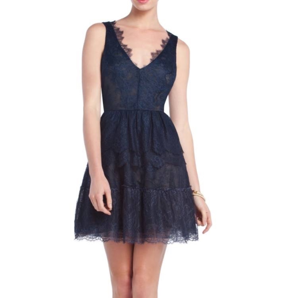 BCBG Willa Lace Dress - Navy Blue- Size Small